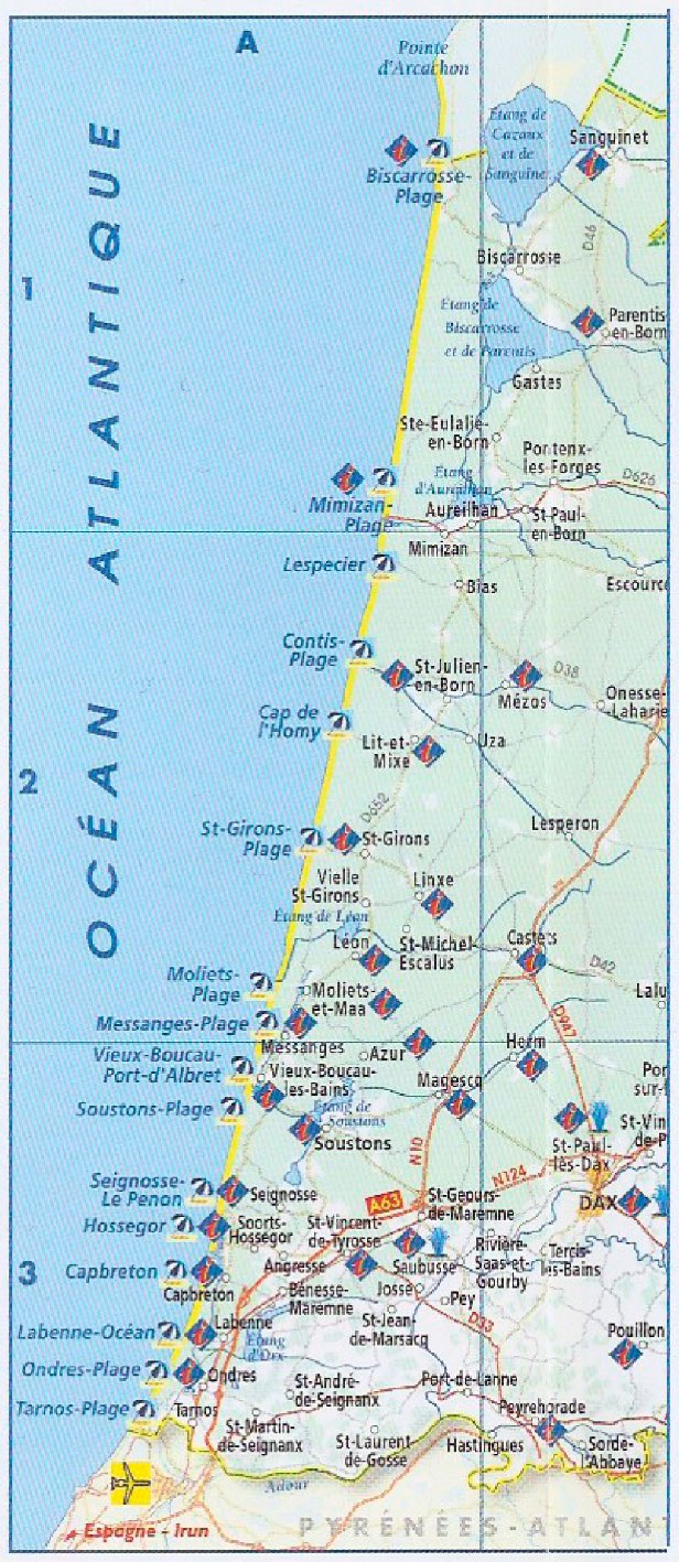 las landas mapa Oficinas de turismo e información en Las Landas. Landes. | Las Landas